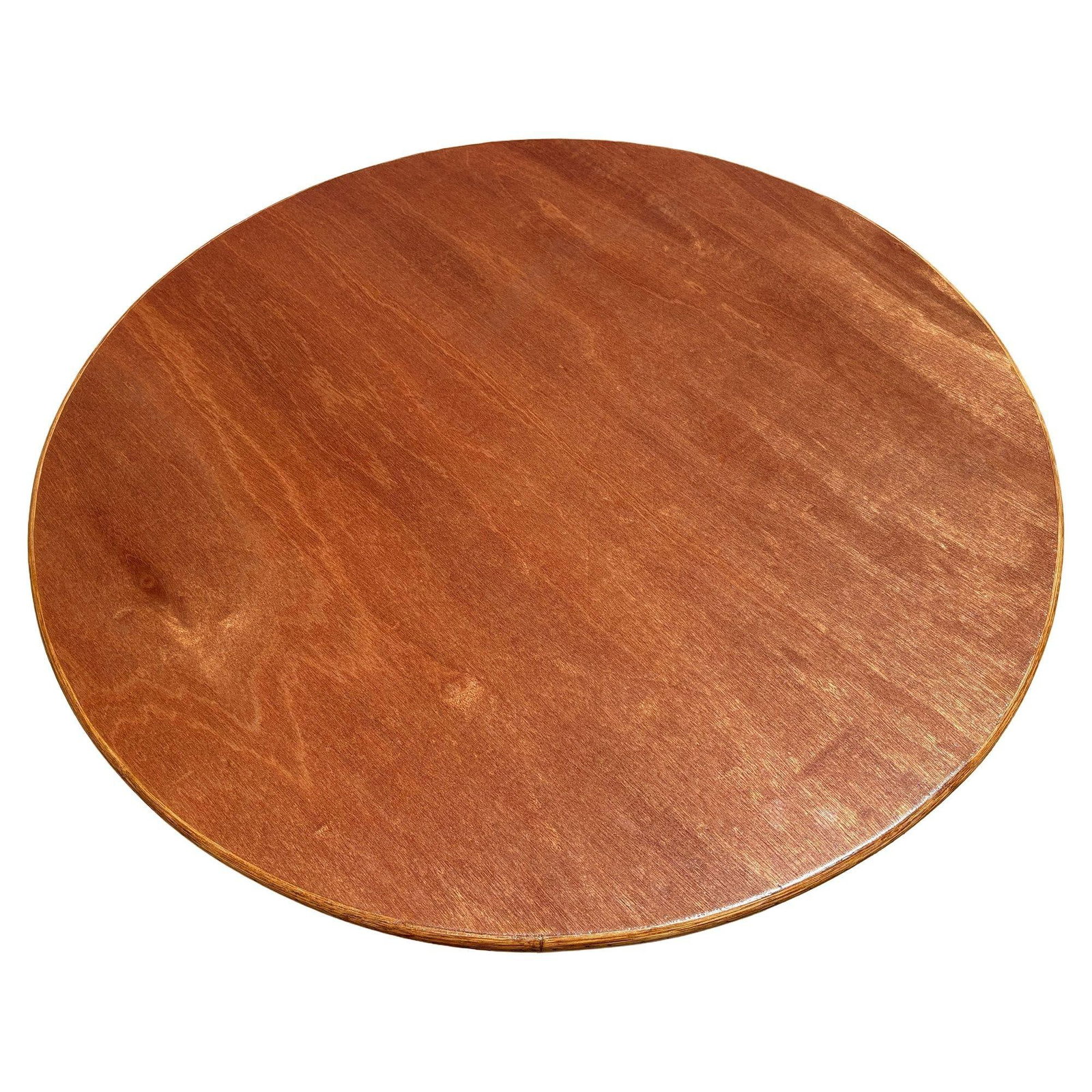 MCM Coastal Round Stacked Rattan Pedestal Table Mahogany Top, 2 Available - 3