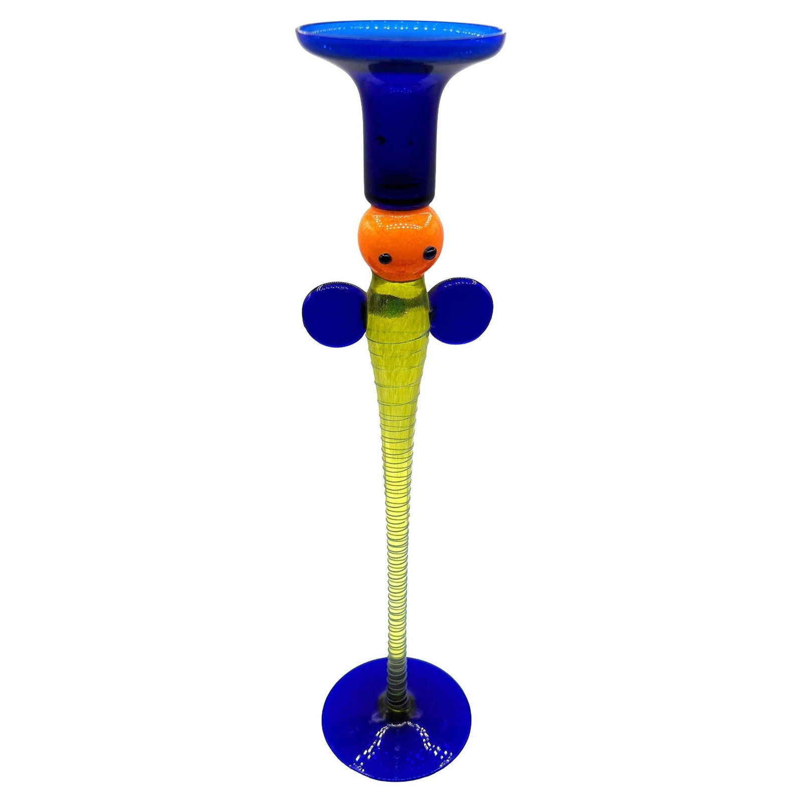 Czechoslovakian Bohemia Art Glass Butterfly Candlestick Holder by Jiri Sugajek: Title: Czechoslovakian Bohemia Art Glass Butterfly Candlestick Holder by Jiri Sugajek Description: This extraordinary vase is made by Bohemian Art Glass Vsetin (B.A.G.) in the Czech Republic during