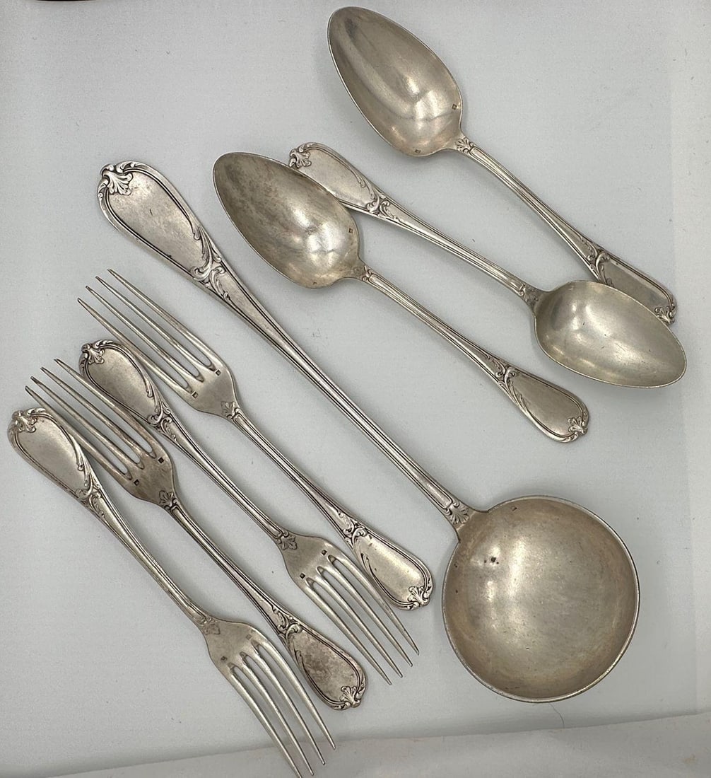 19th Century French L'Alfénide Christofle/Charles Halphen Flatware with Ladle - 5