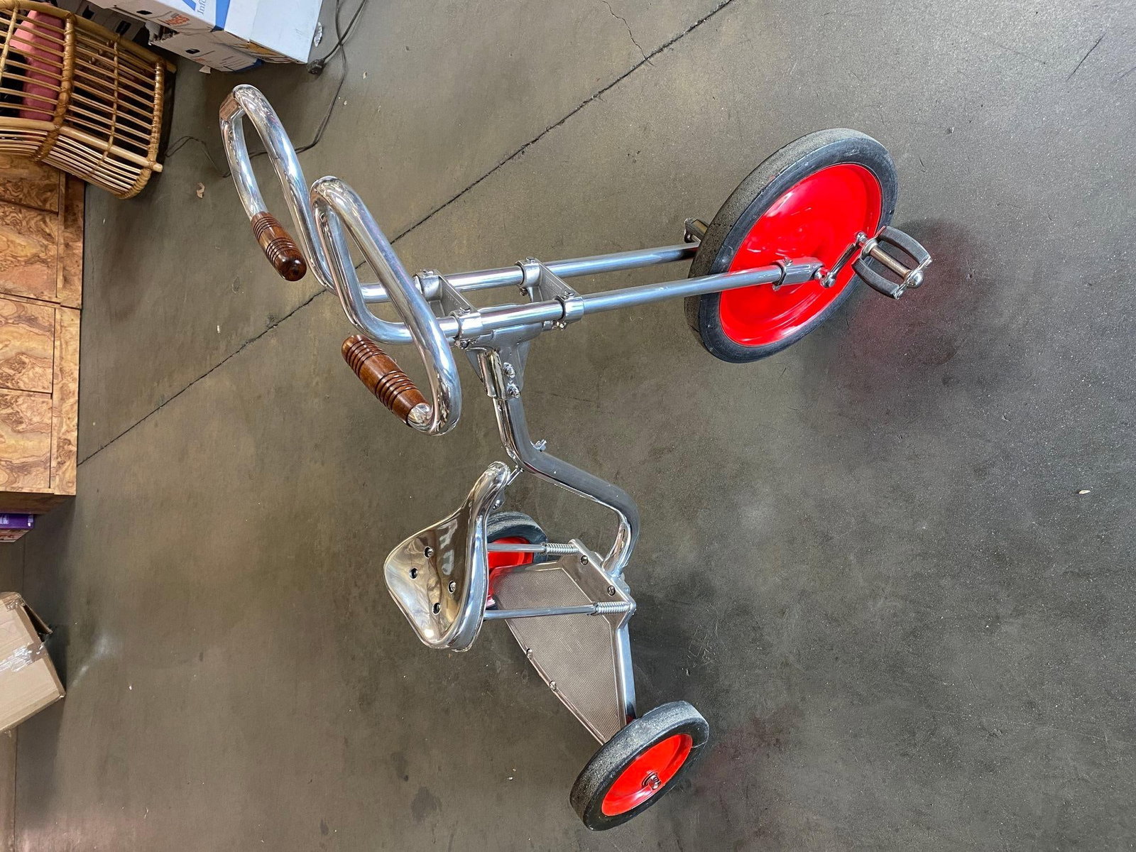 Art Deco Polished Chrome Adult Size Tricycle Trike style of Bowden, 1940 - 2