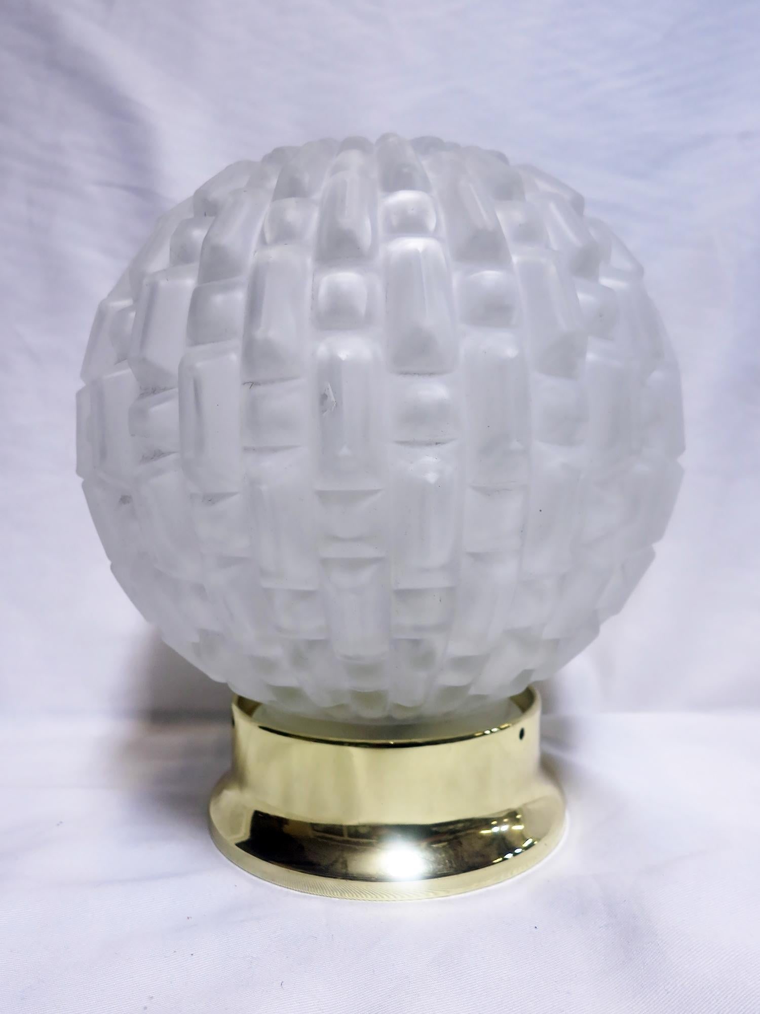Art Deco Small Opaque Geometric Sphere Ceiling Glass Globe Pendant - 2
