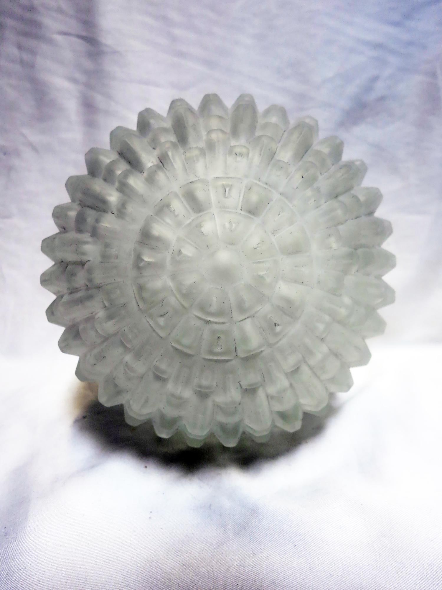 Art Deco Small Opaque Geometric Sphere Ceiling Glass Globe Pendant - 4