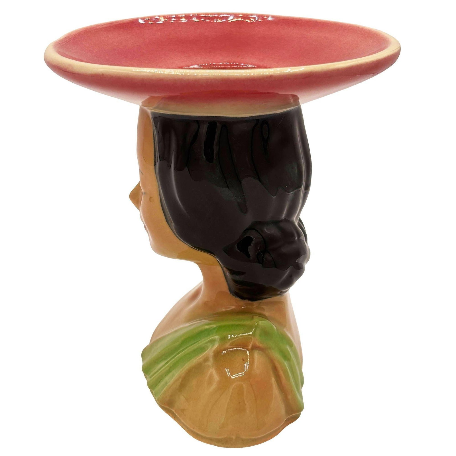 MCM Shawnee Pottery 896 Hawaiian Hula Girl Polynesian Pink Plant Bust Vase - 2