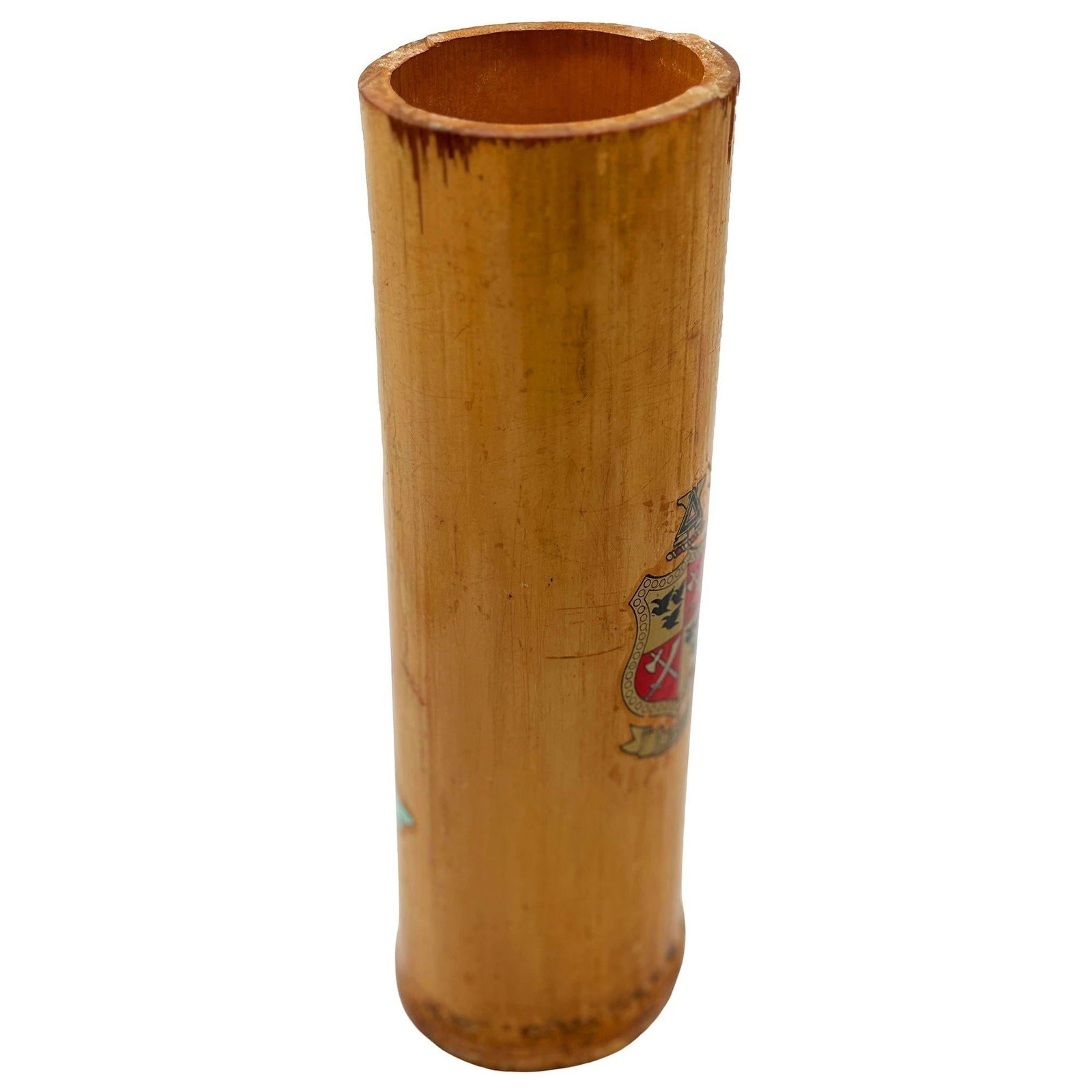 1930 Art Deco Pink Flamingo Delta Chi Leges Fraternity Bamboo Vase - 2