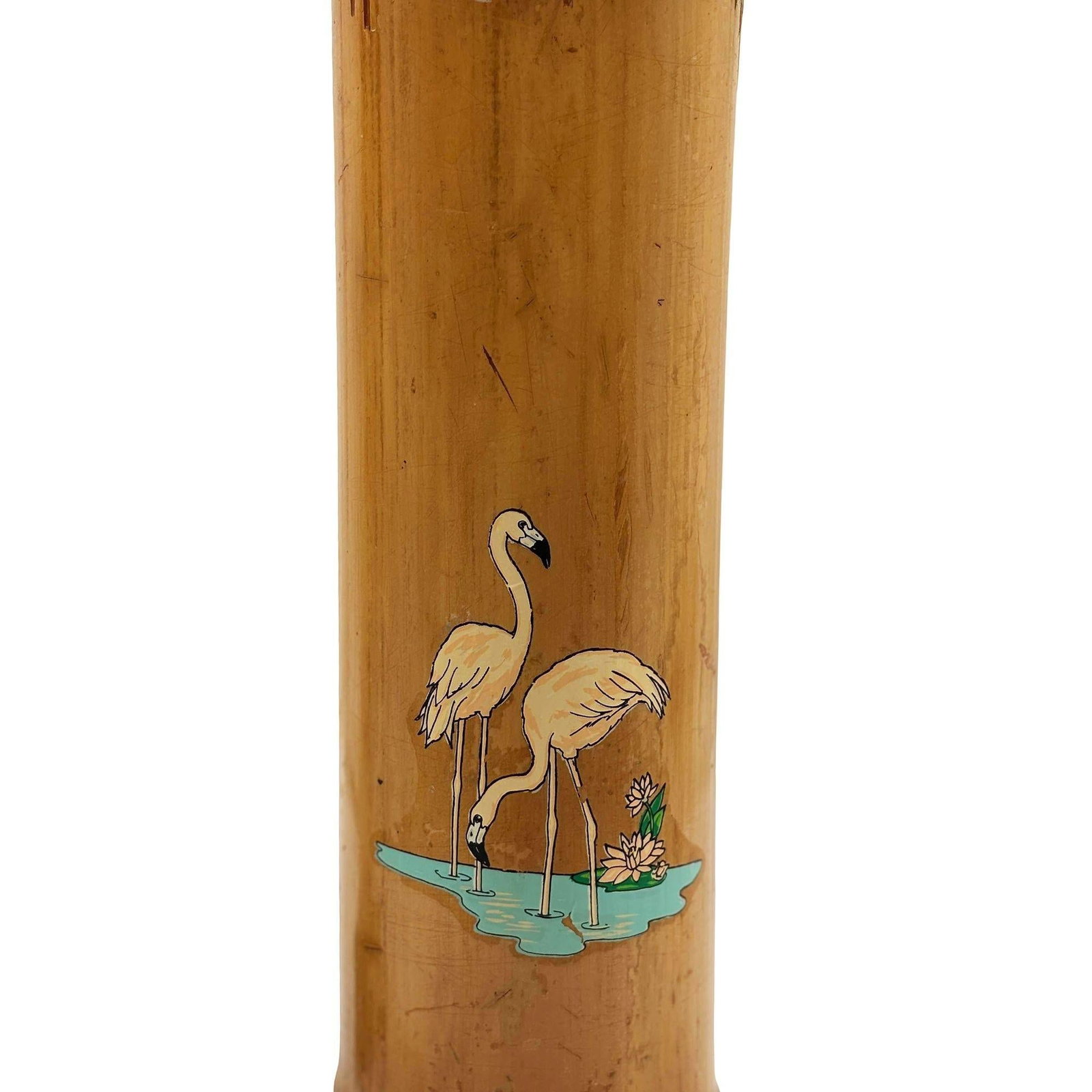 1930 Art Deco Pink Flamingo Delta Chi Leges Fraternity Bamboo Vase - 3