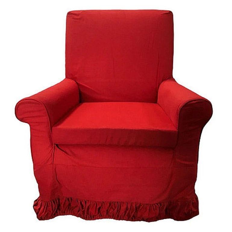 White Muslim Cloth Club Chair W/ Red Cover from Red Corner Movie 1997 - 2