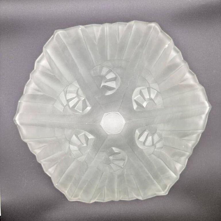 Rare French Art Deco CW Vianne Globe Opulent Frosted Lamp Shade - 2