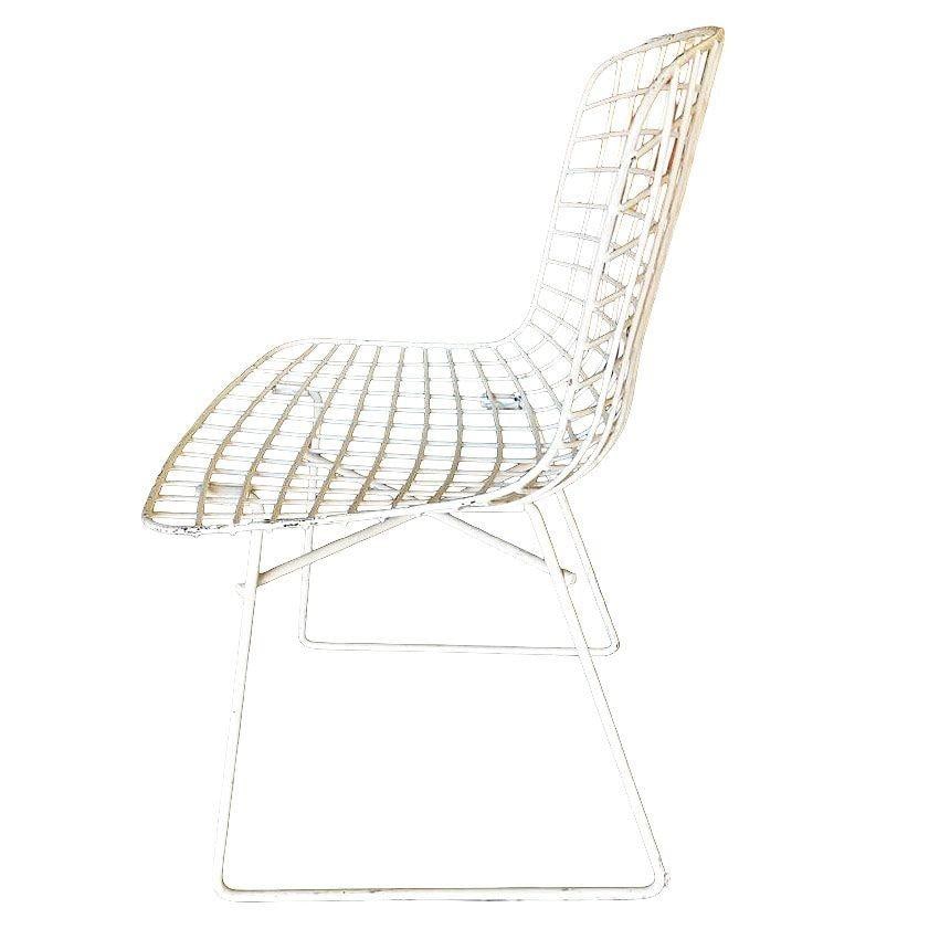 White Bertoia Steel Wire Side Chair with Sled Base by Knoll - 2