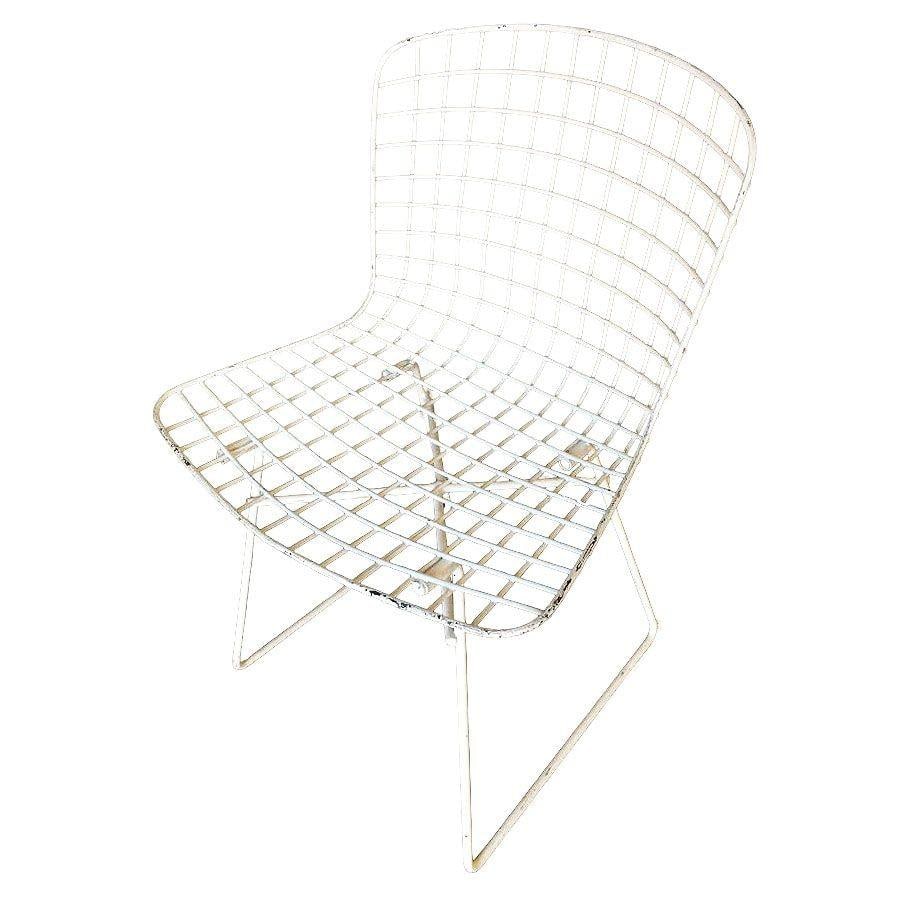 White Bertoia Steel Wire Side Chair with Sled Base by Knoll - 4