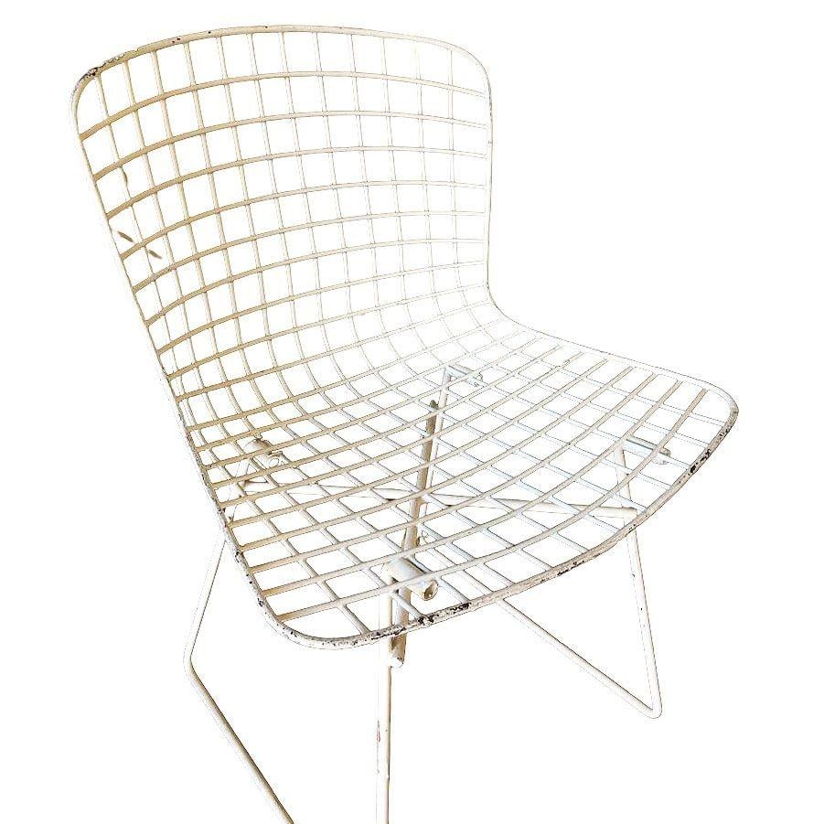 White Bertoia Steel Wire Side Chair with Sled Base by Knoll - 5