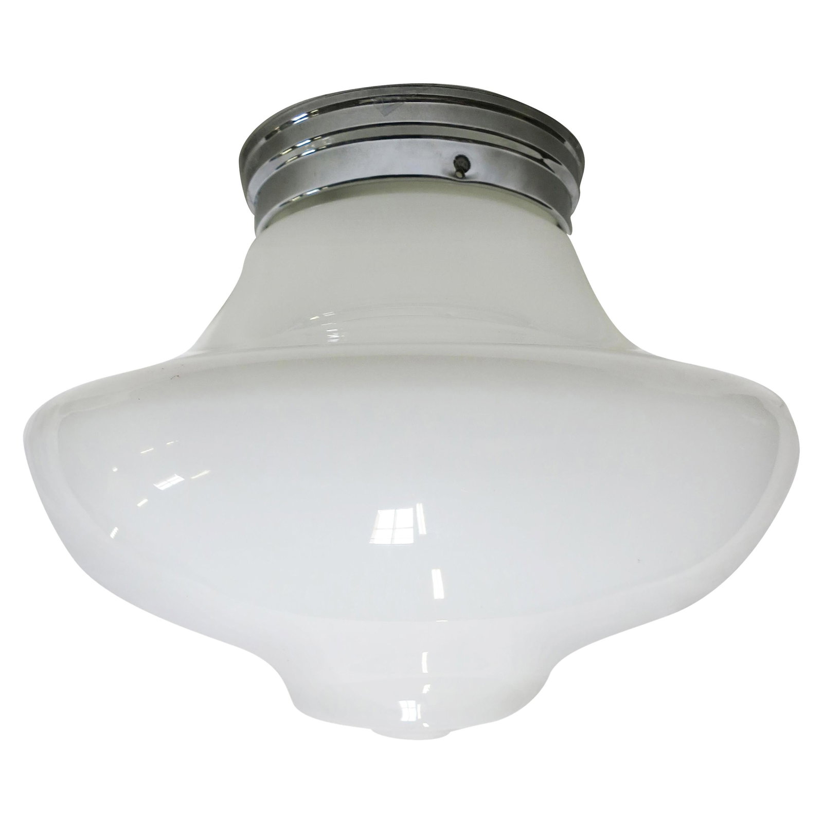 Large Schoolhouse Bell-Shape Ceiling Glass Globe Pendant: Title: Large Schoolhouse Bell-Shape Ceiling Glass Globe Pendant Description: Once used everywhere from classrooms, libraries and courthouses alike, schoolhouse globes offered a practical and utilitari