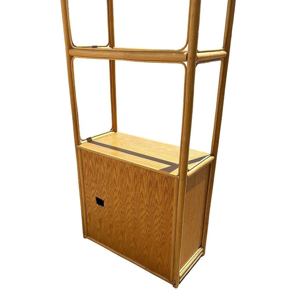 Restored High Style Rattan & Mahogany Etagere Display Curio Cabinet, 2 Available - 3
