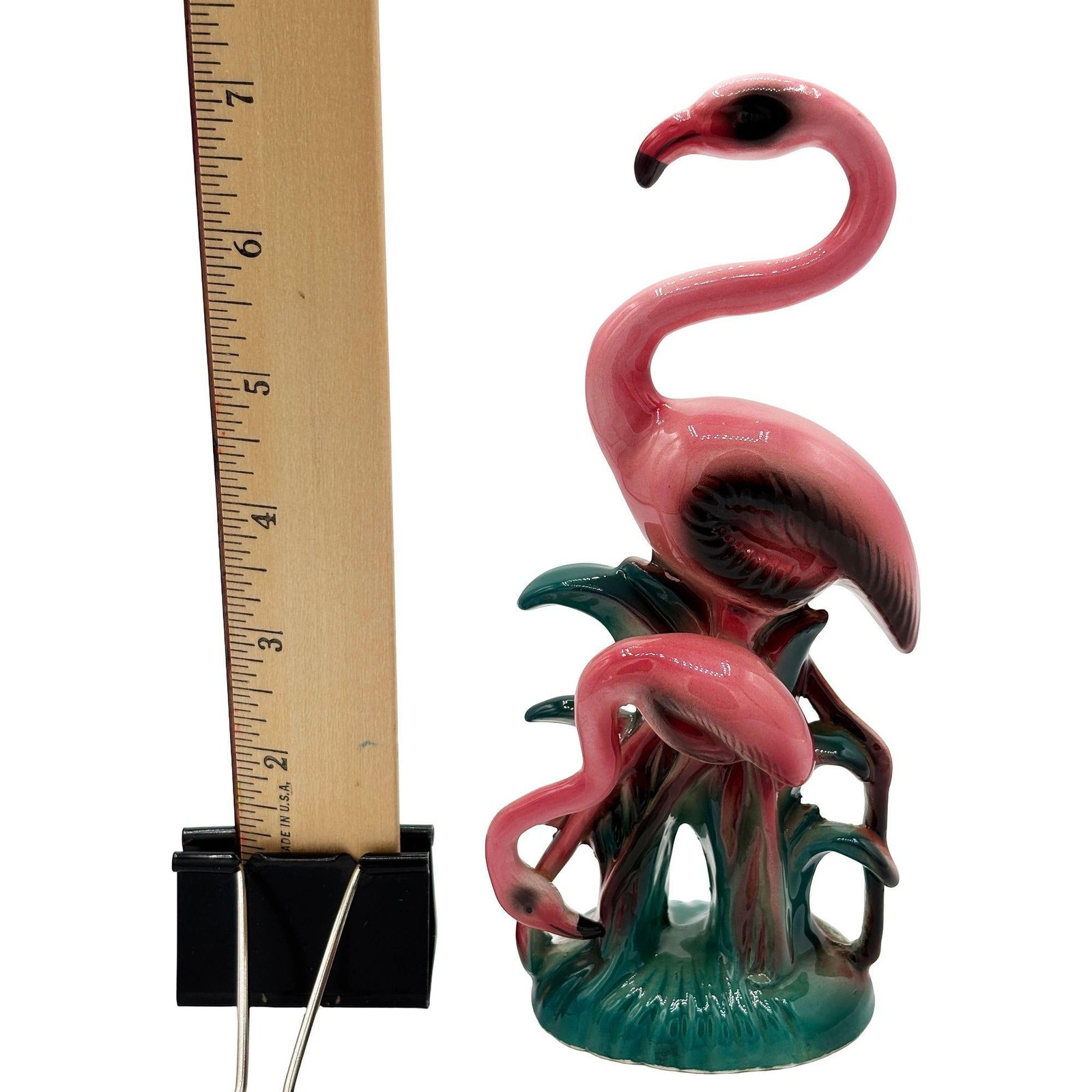 Mid-Century California Mother & Child Pink Flamingo Ceramic Tabletop Statue - 5