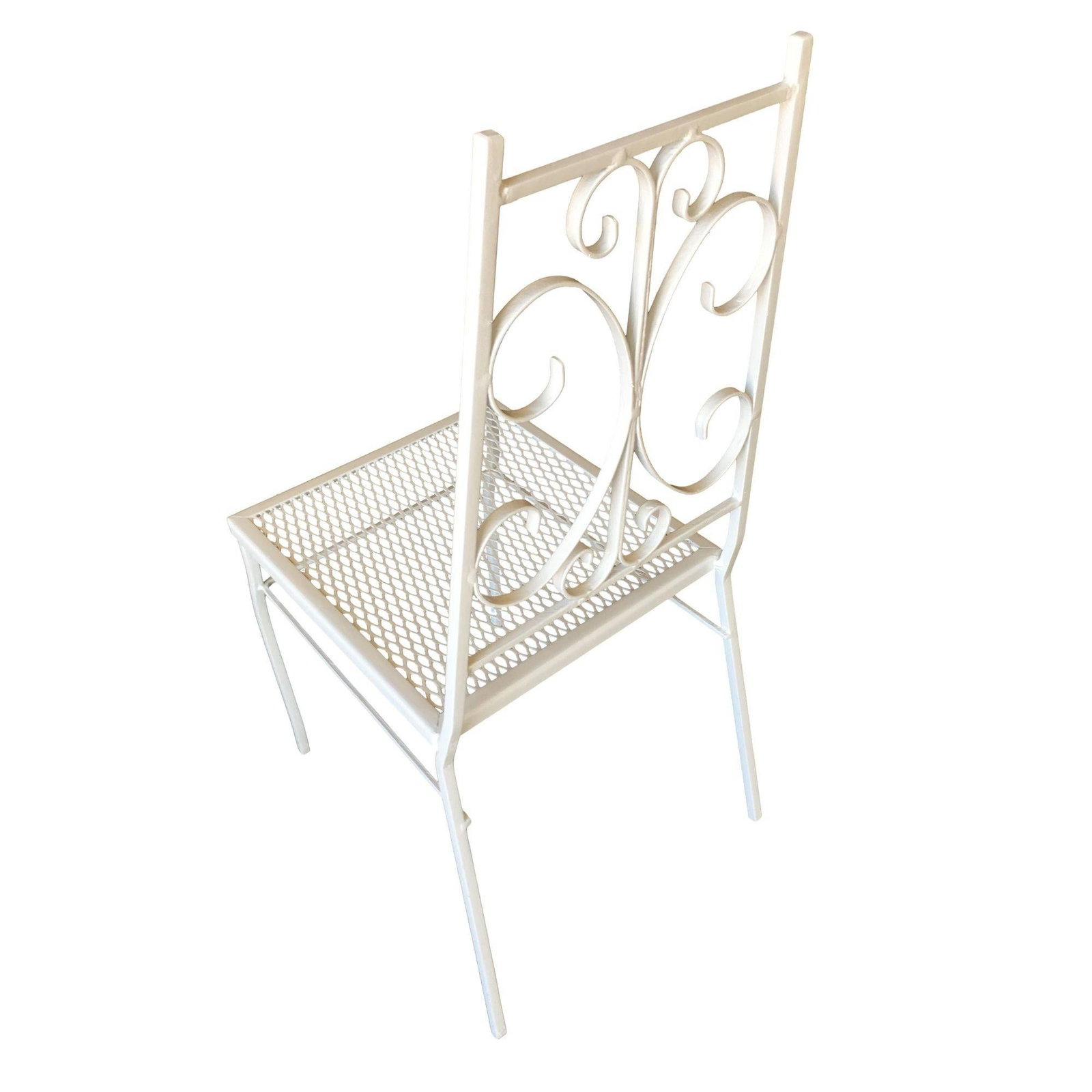 Midcentury Outdoor/Patio Side Chair with Scrolling Pattern, Set of Four - 4
