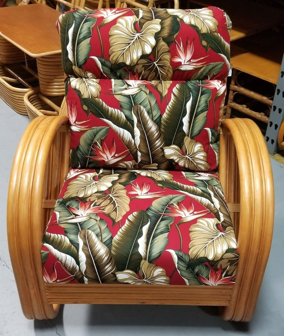 Rattan Mid-century 3-Strand Pretzel Lounge Chair and Ottoman - 4