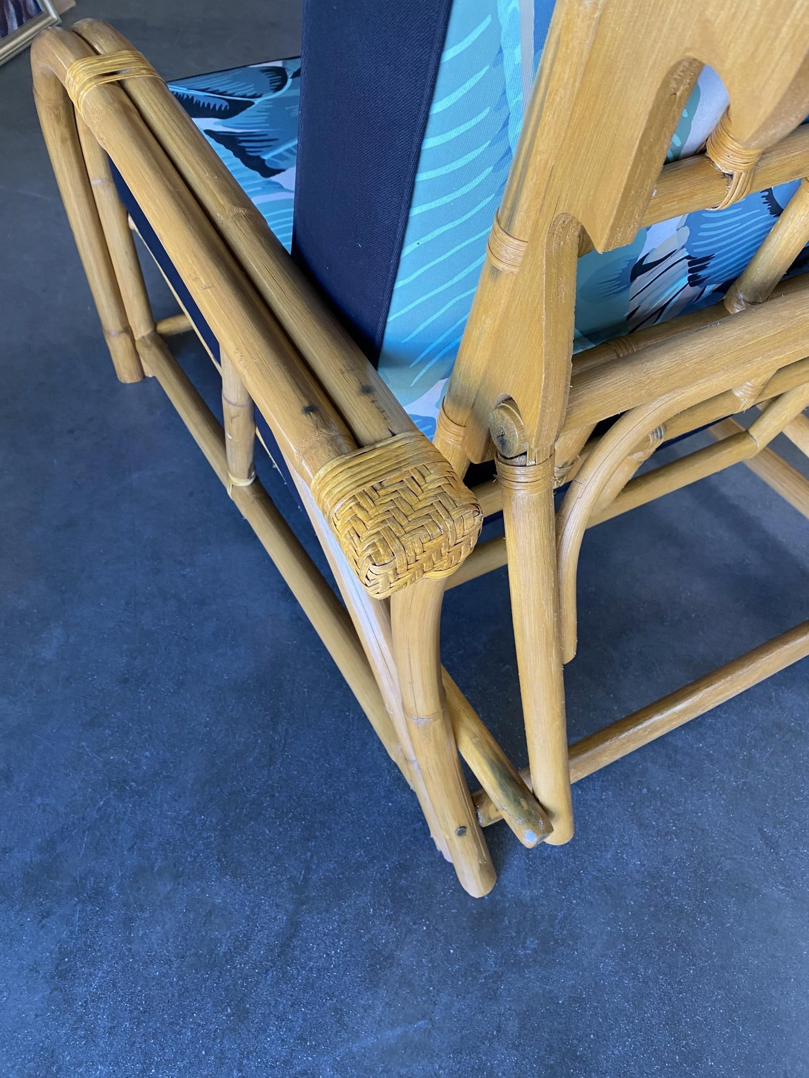 Restored Two-Strand "40s Transition" Adjustable Rattan Lounge Chair - 5