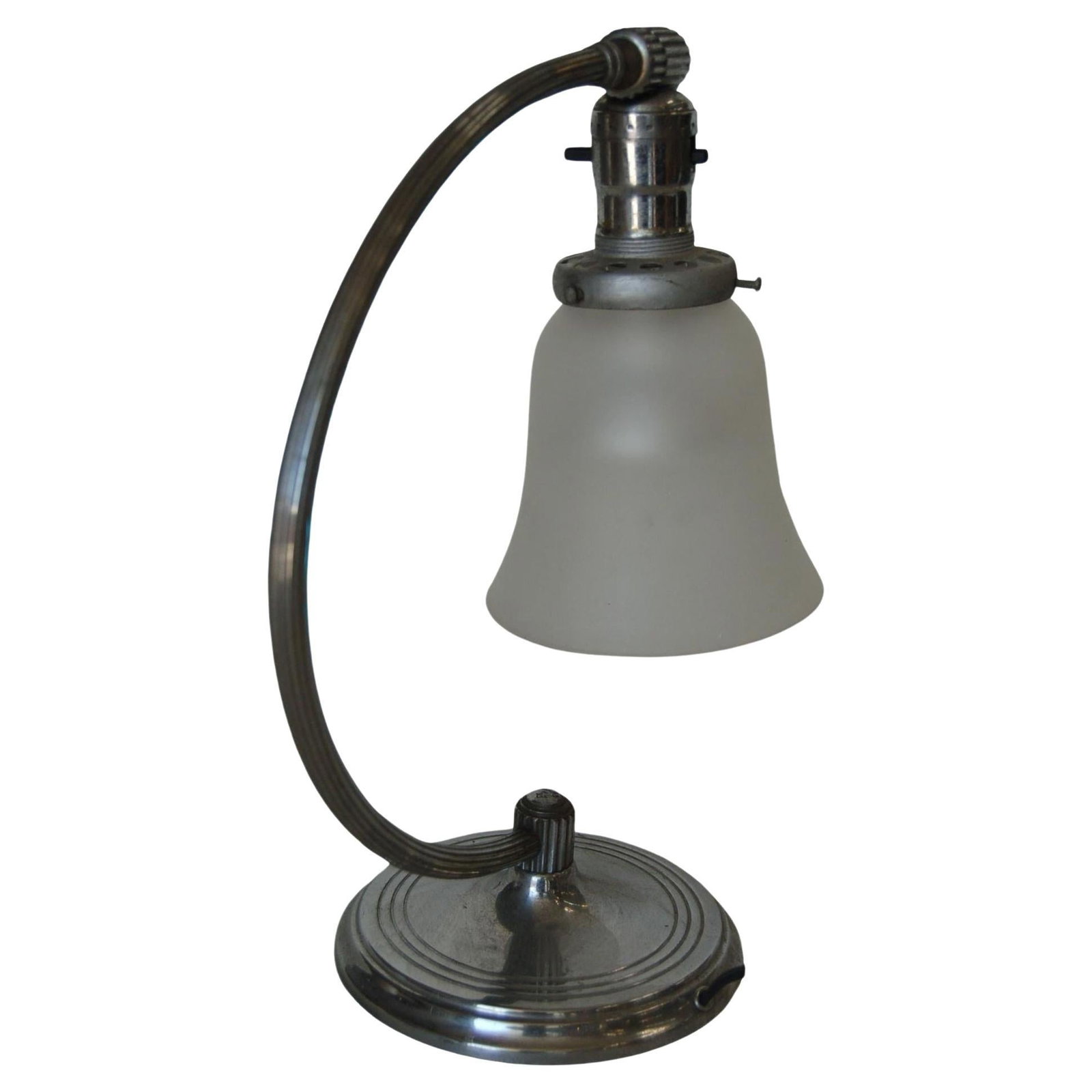 Nickel-Plated Accent Table Lamp with Frosted Bell Lamp Shade (1 of 5)