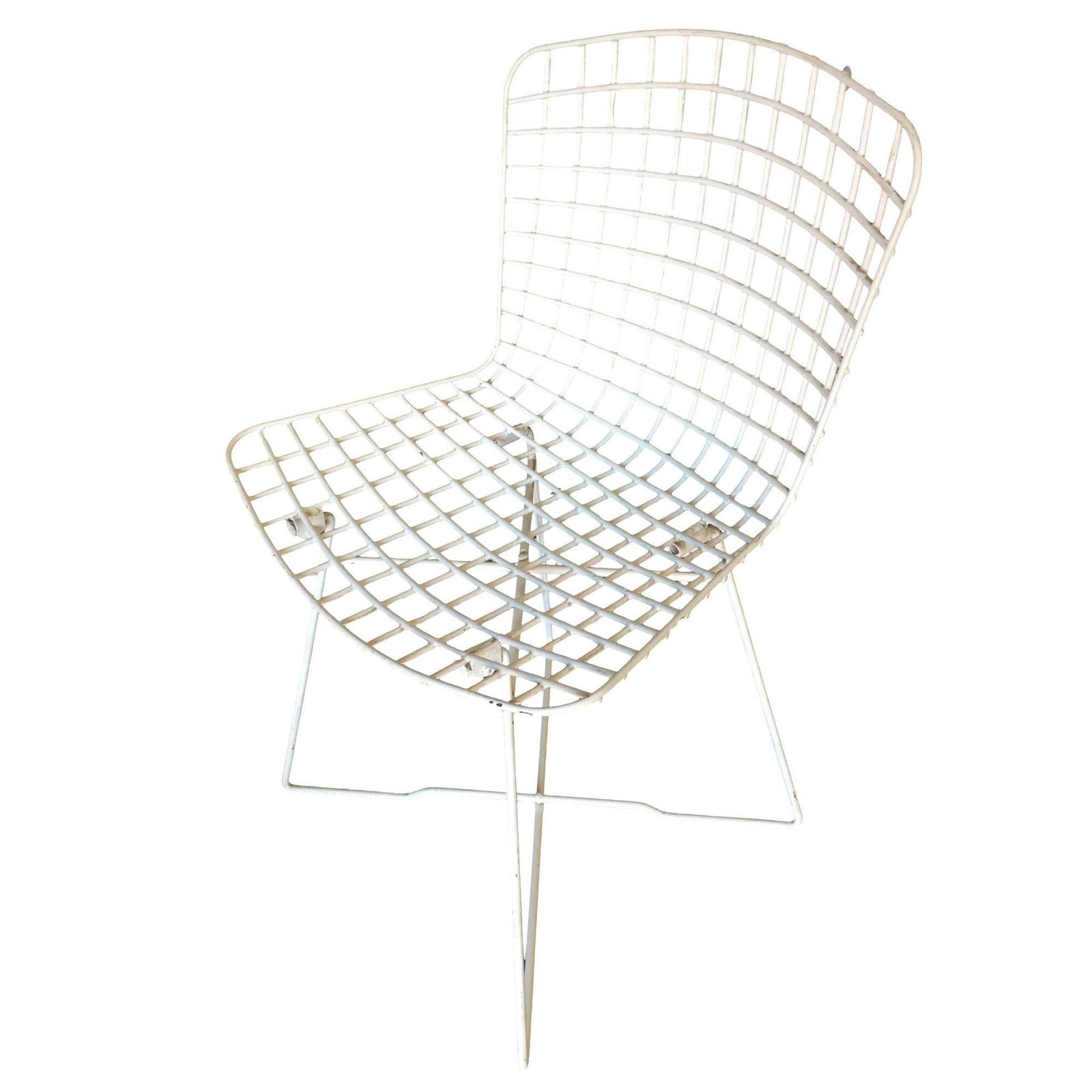 White Bertoia Steel Wire Side Chair With "X" Base by Knoll, Set of 6 - 3