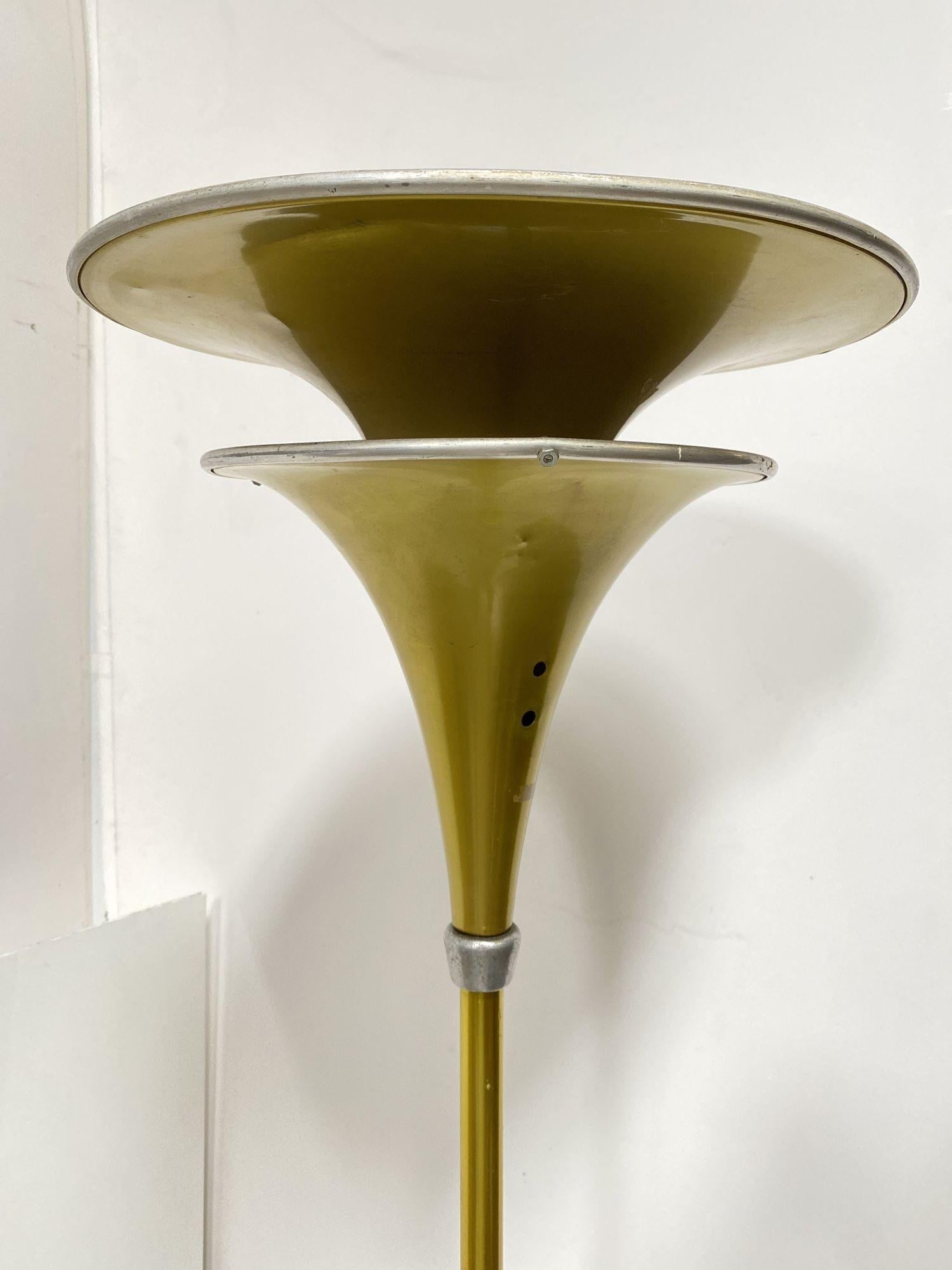 Art Deco Anodized Gold-Tone Spun Aluminum Torchiere Floor Lamp - 3