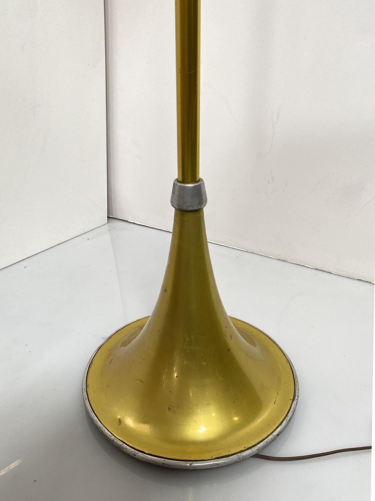 Art Deco Anodized Gold-Tone Spun Aluminum Torchiere Floor Lamp - 4