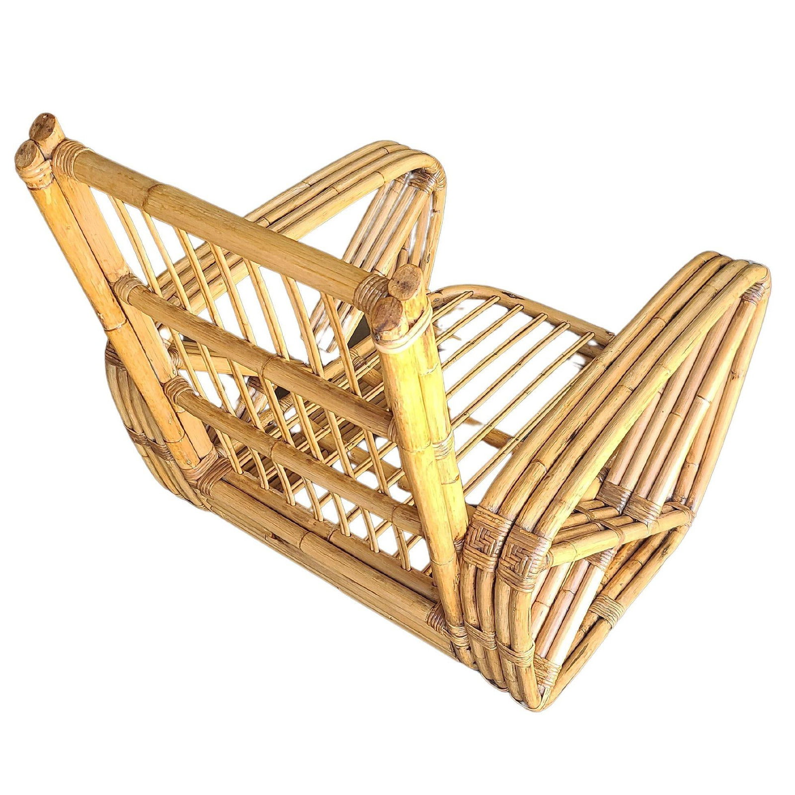 Original Historic Hand Made 4- Strand Square Pretzel Rattan Lounge & Sofa Set - 5