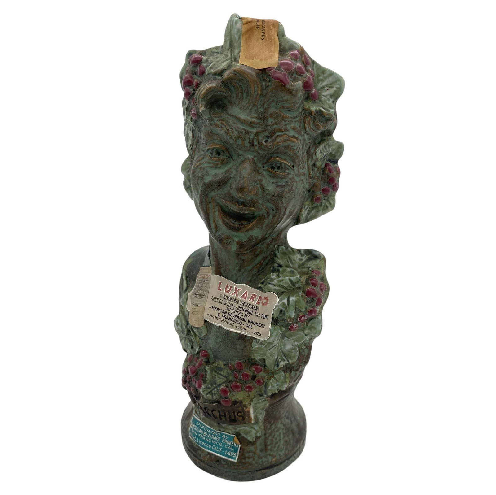 Girolamo Luxardo Ardo Cherry Wine Bacchus Bust Decanter, Sealed - 2