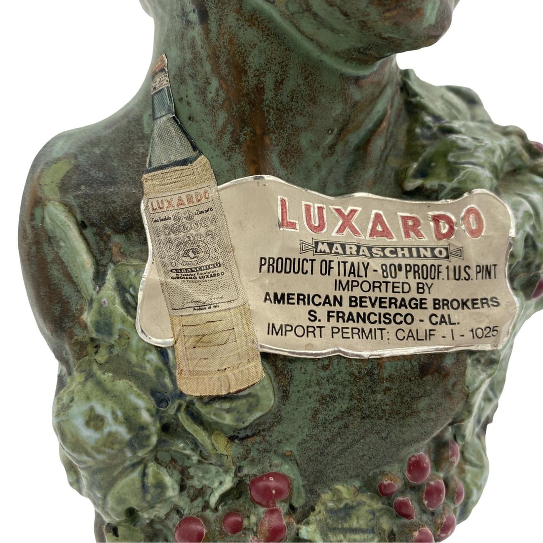 Girolamo Luxardo Ardo Cherry Wine Bacchus Bust Decanter, Sealed - 4