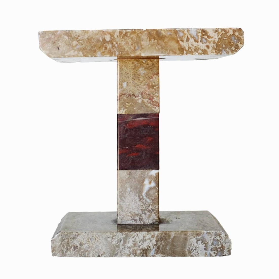 French Two-tone Marble Art Deco Mantel Clock Set With Matching Garniture - 3
