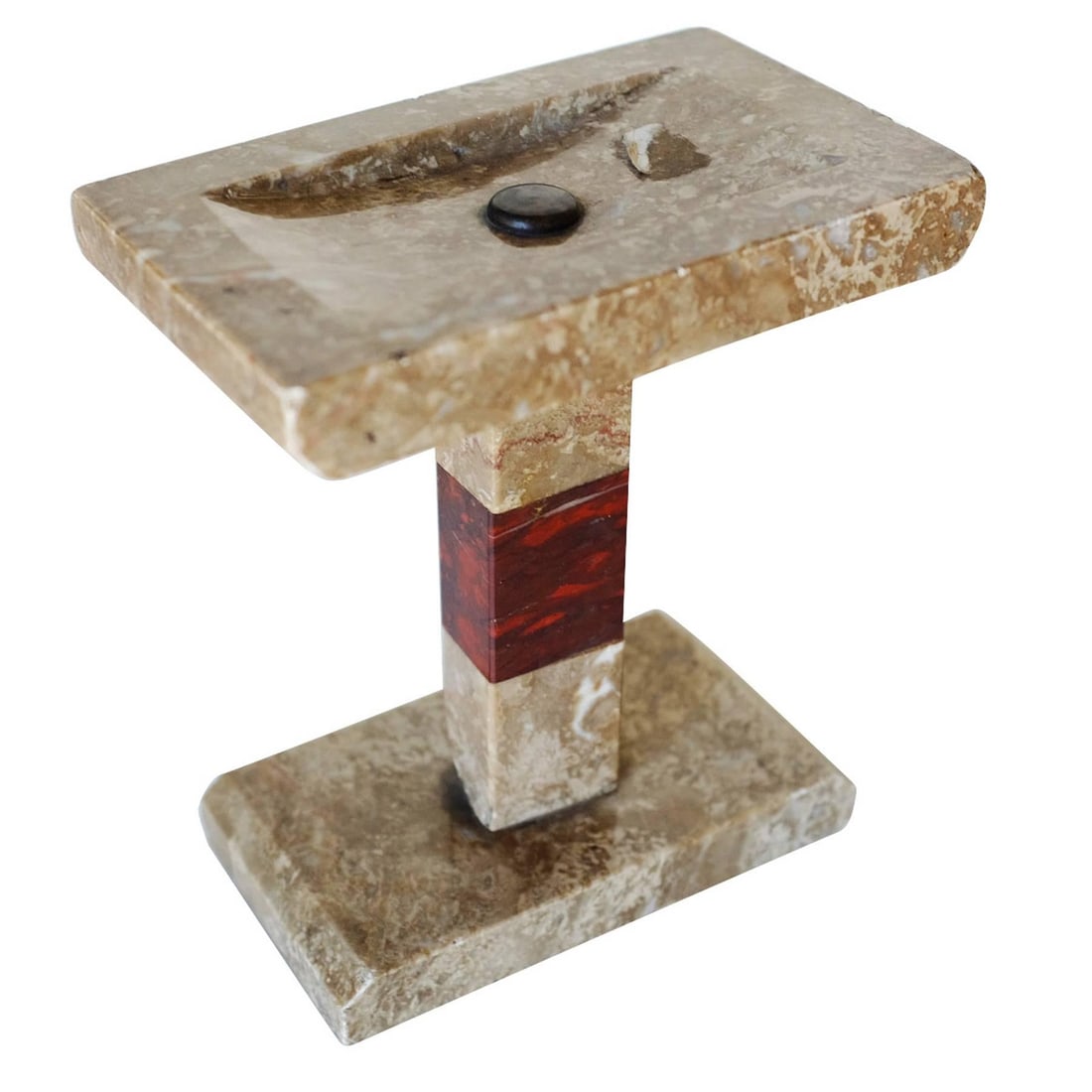 French Two-tone Marble Art Deco Mantel Clock Set With Matching Garniture - 5