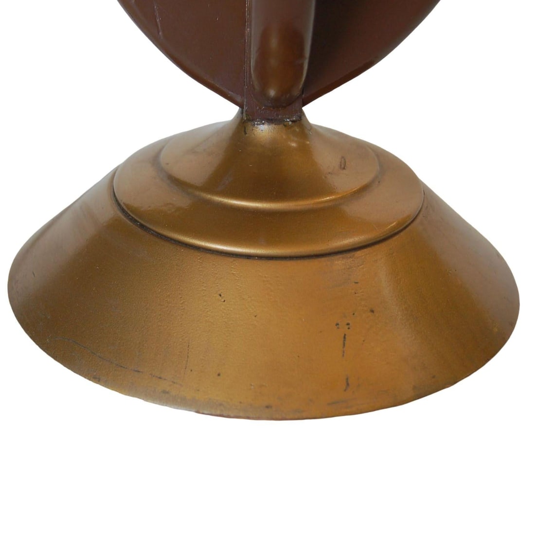 Modernist Harp Shaped Sculptural Walnut and Brass Tone Table Lamp, Pair - 4