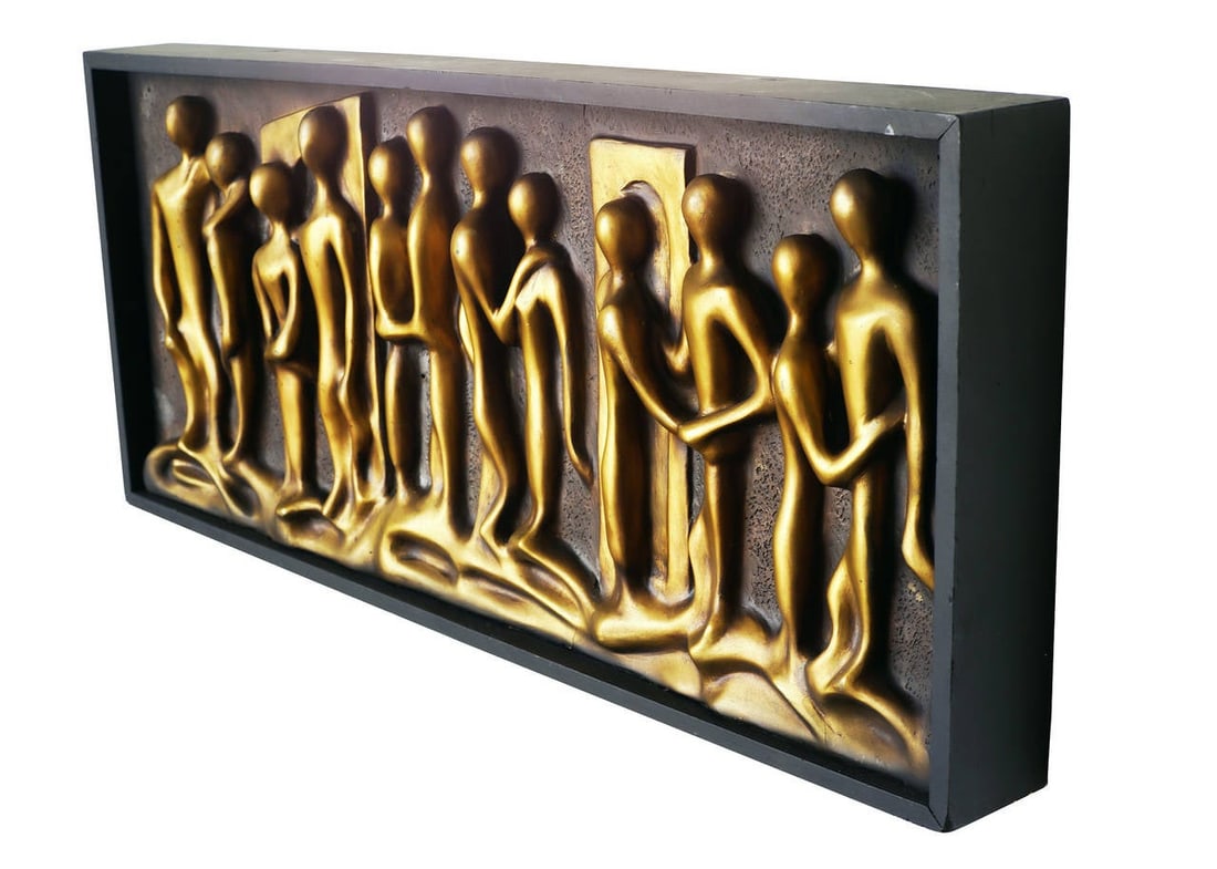 Midcentury Abstract "Lovers" Figural Wall Relief Sculpture, circa 1960 - 2