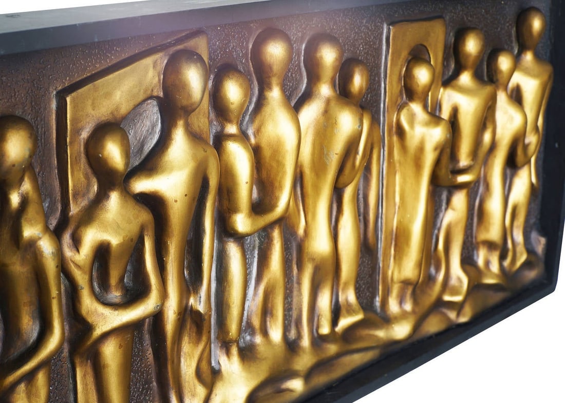 Midcentury Abstract "Lovers" Figural Wall Relief Sculpture, circa 1960 - 3