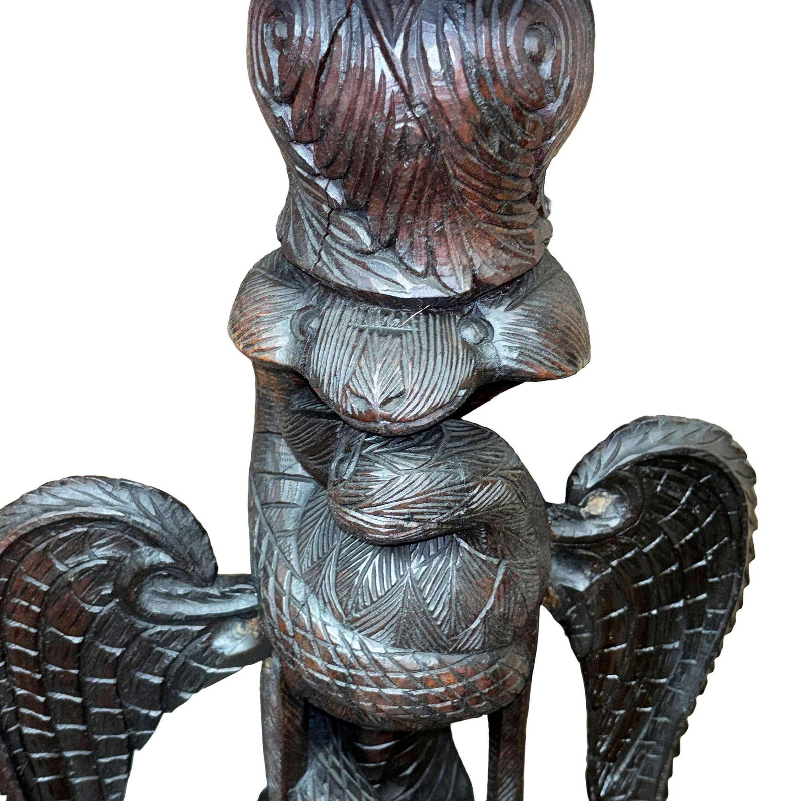 19th Century Anglo Indian Carved Bird & Serpent Wooden Blackwood Plant Stand - 3