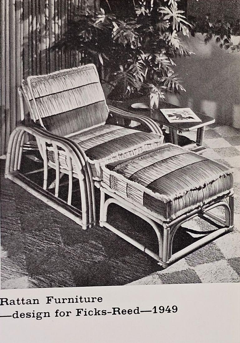 Restored 3-Strand 3 Seat Rattan Sectional Sofa by Paul Laszlo for Ficks Reed - 4
