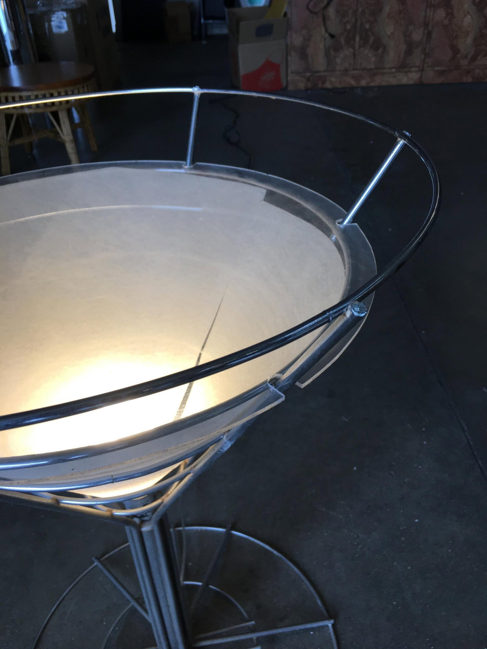 Chrome Wire Art Light Up Martini Lounge Side Table with Glass Top - 3