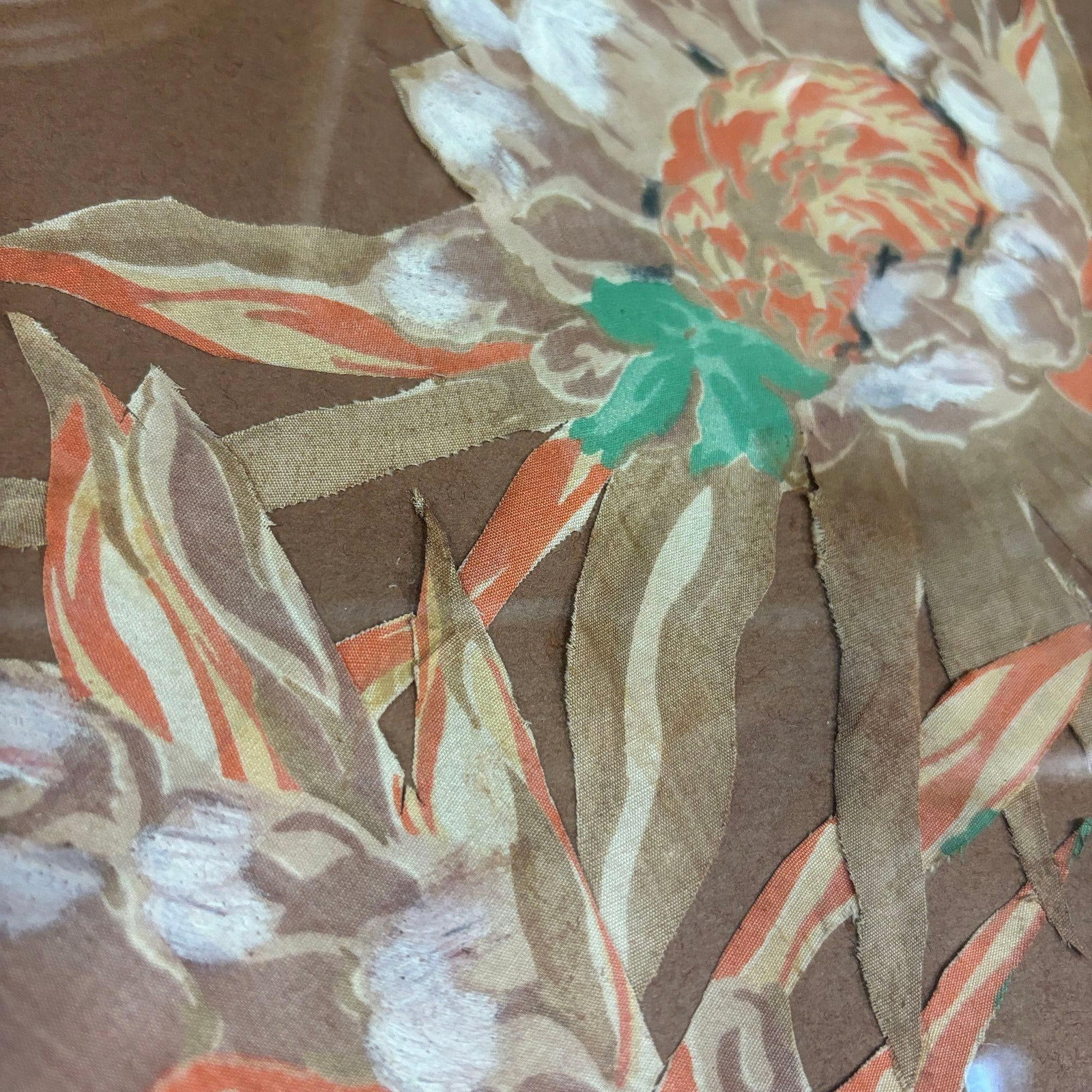 1970s Cereus Flower Fabric Art Painting Framed, Unisgned - 2