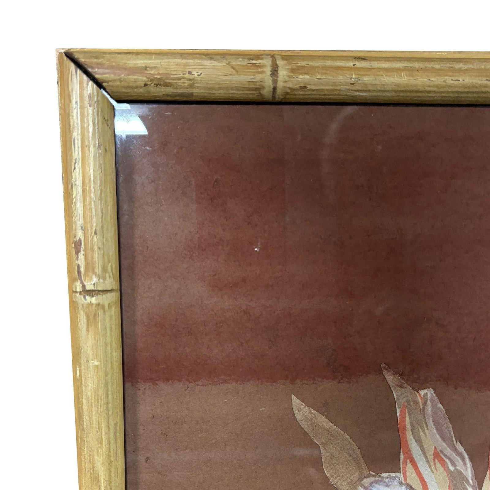 1970s Cereus Flower Fabric Art Painting Framed, Unisgned - 4