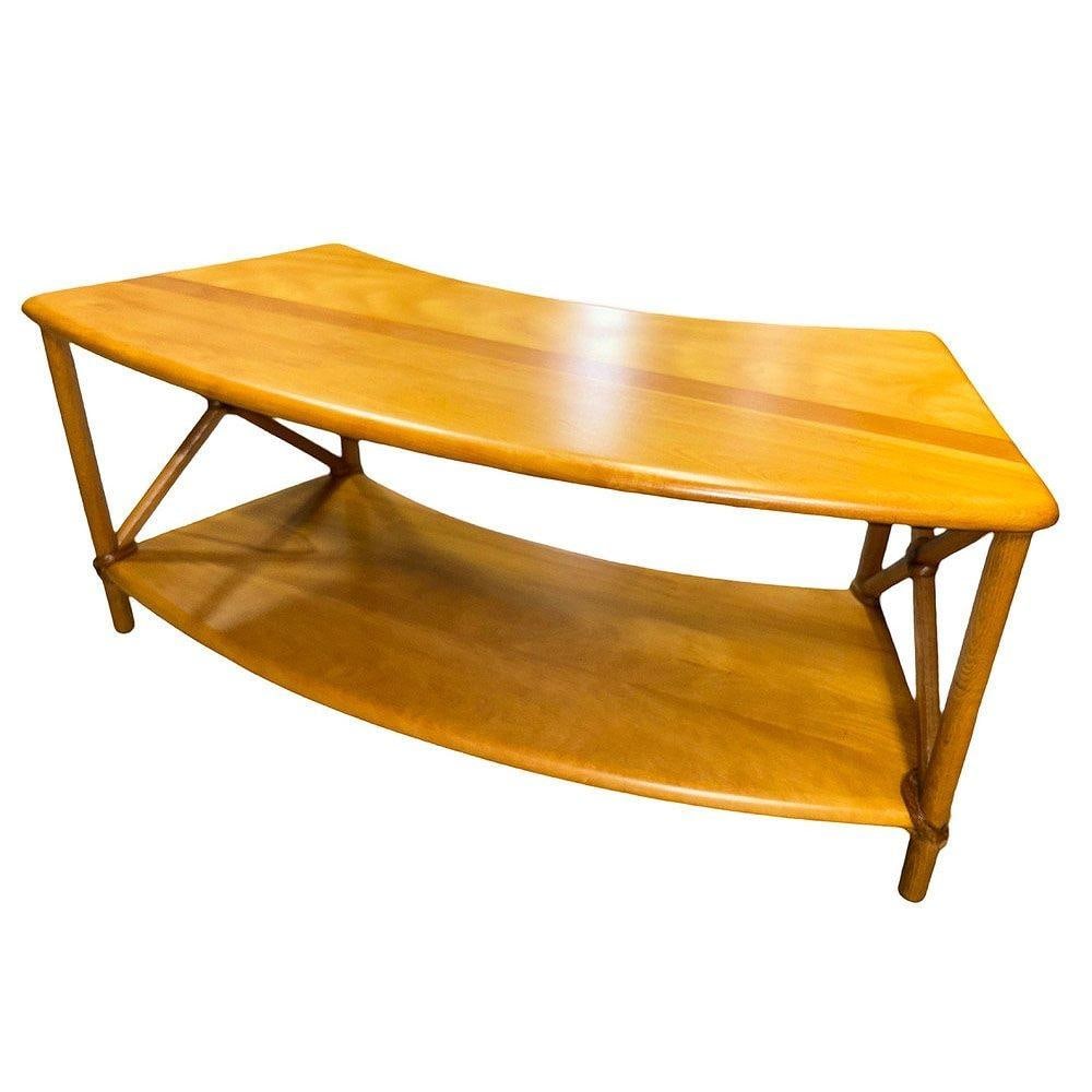 Rare Mid-century 2 Tier Carved Birch Coffee Table by Heywood Wakefield - 2
