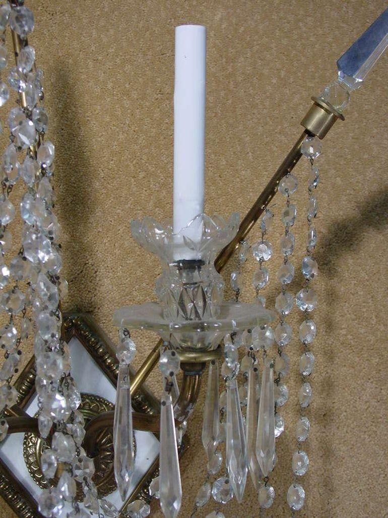 Set of Four Bronze and Bead Crystal Presidential Wall Sconce - 4