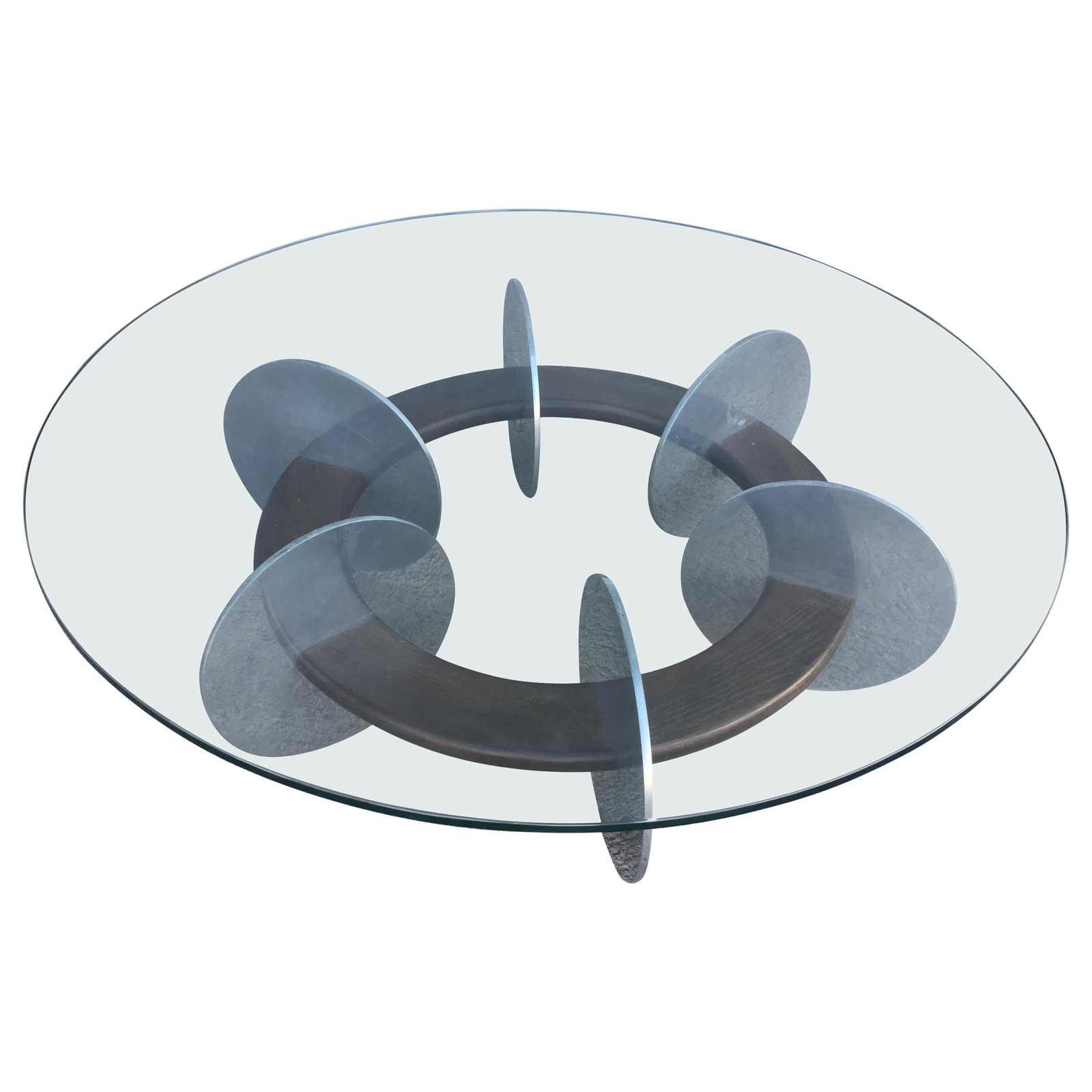 Knut Hesterberg Inspired Round Walnut and Stainless Steel Coffee Table (1 of 5)