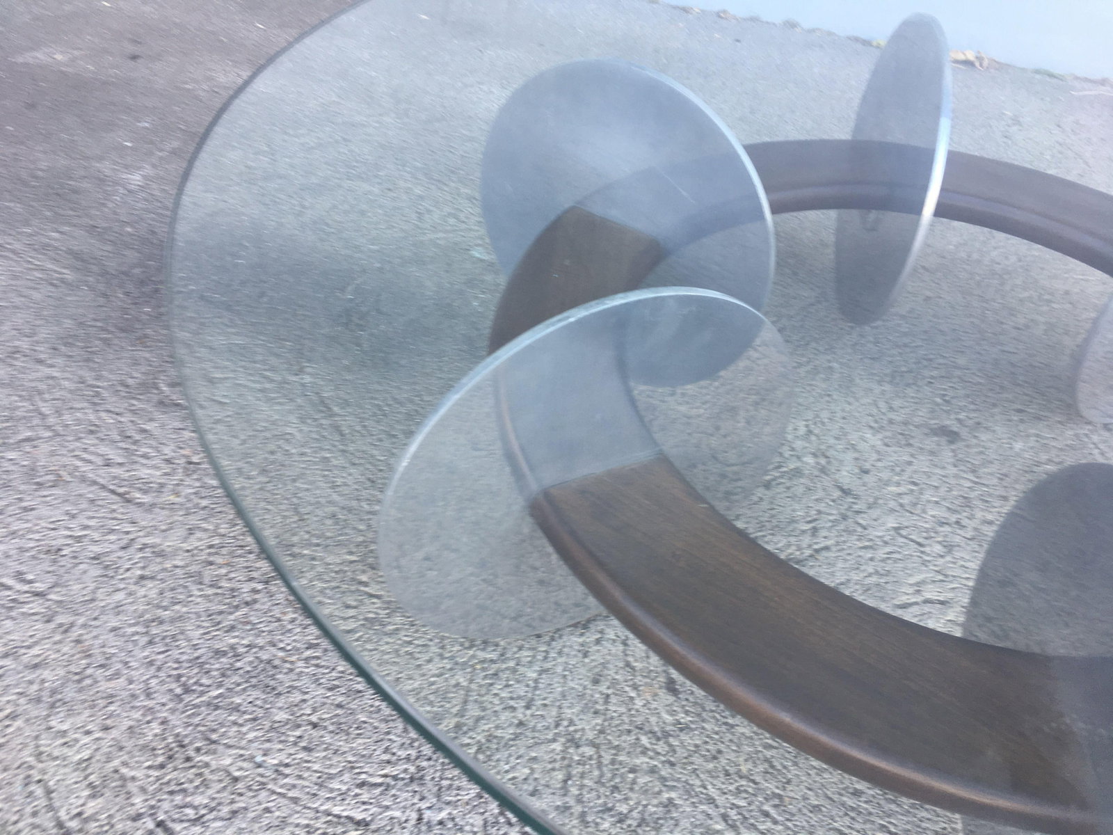 Knut Hesterberg Inspired Round Walnut and Stainless Steel Coffee Table - 2