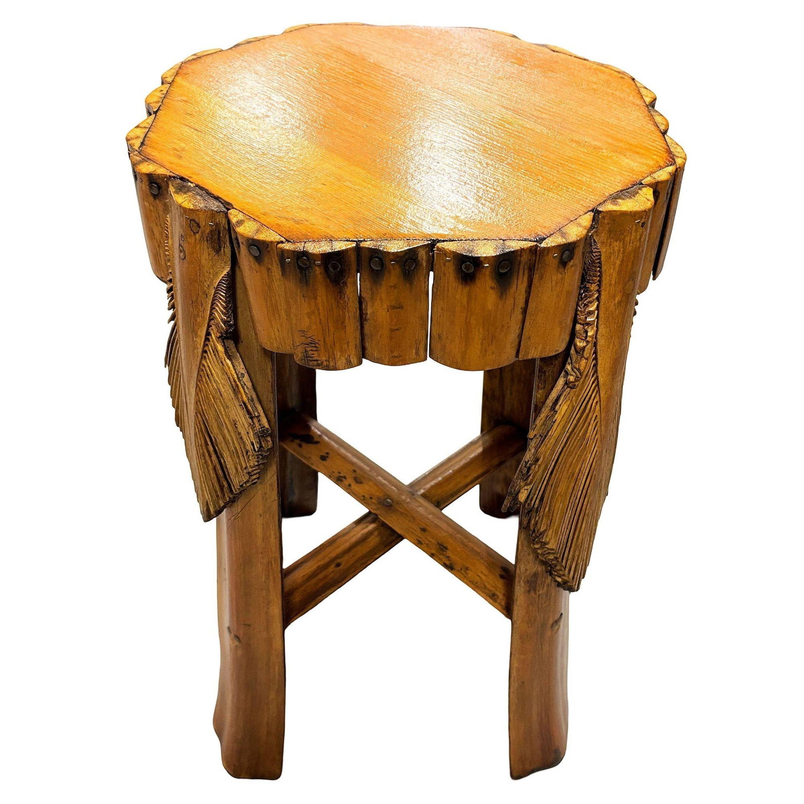 Restored Mid-century Hawaiian Split Bamboo Side Drinks Table w/ Koa Wood Top - 2