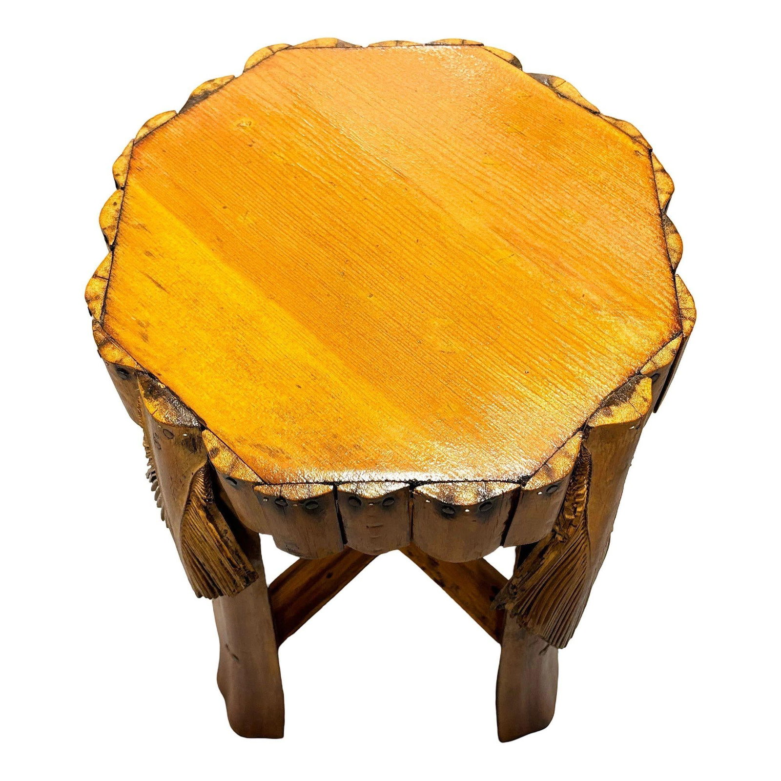 Restored Mid-century Hawaiian Split Bamboo Side Drinks Table w/ Koa Wood Top - 3