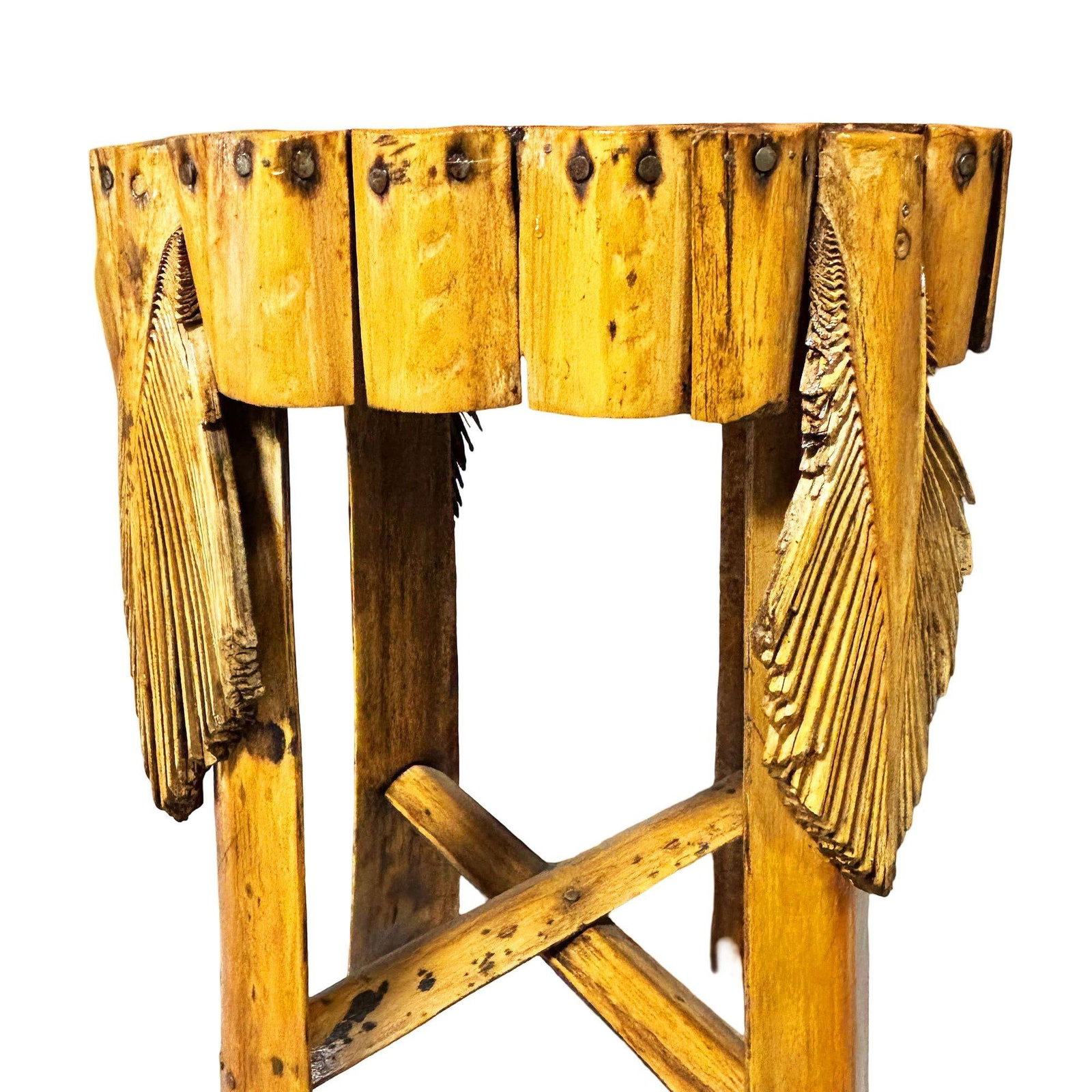 Restored Mid-century Hawaiian Split Bamboo Side Drinks Table w/ Koa Wood Top - 4