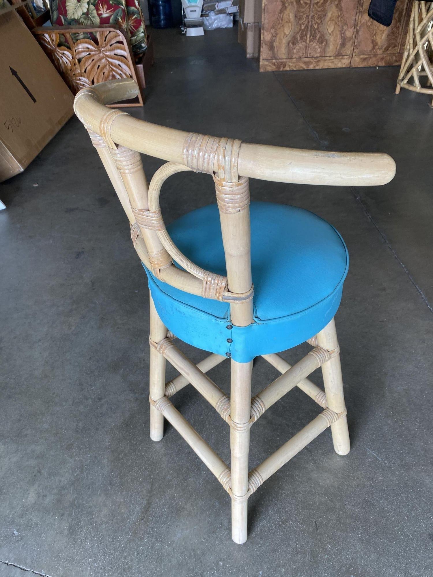 Restored Rattan Bar Stools with Hour Glass Seat Back, Set of 6 - 4