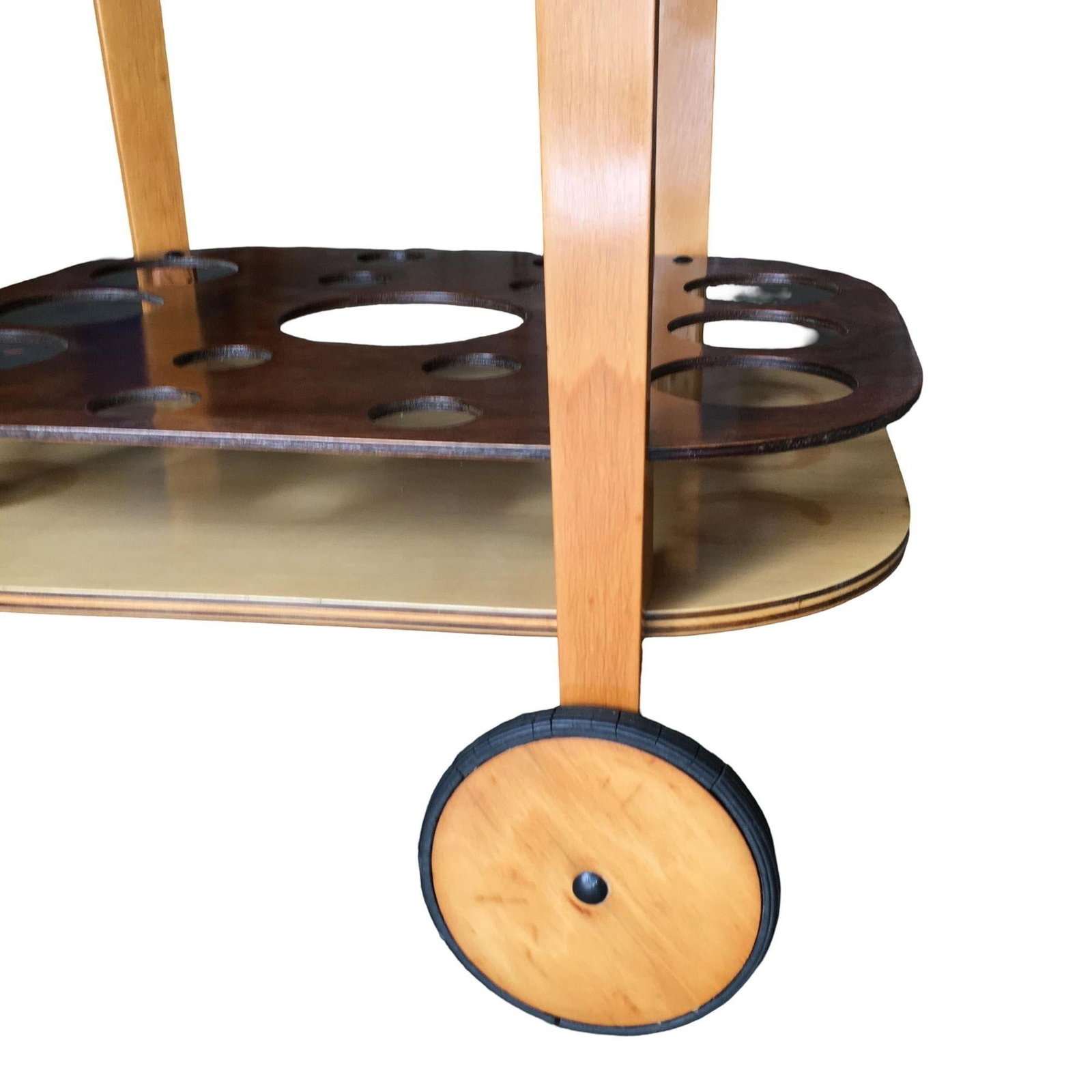 Midcentury Bent Birch Plywood Two-Tone Bar Cart - 5