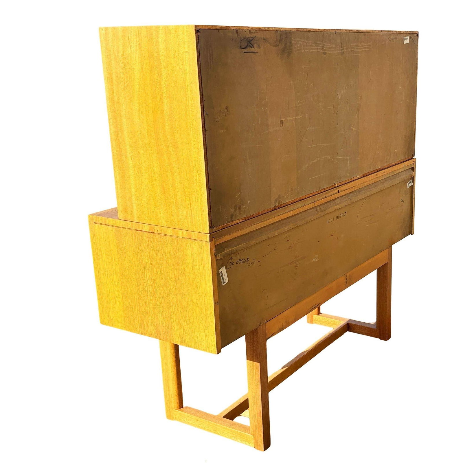 MCM Blonde Birch Buffet w/ China Cabinet by Paul Laszlo for Brown Saltman - 4
