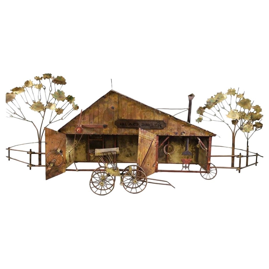 Mid-Century "Blacksmith" Hanging Copper Wall Sculpture by Curtis Jere (1 of 5)