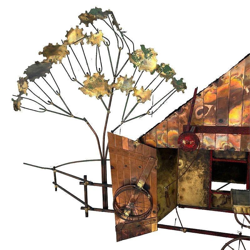 Mid-Century "Blacksmith" Hanging Copper Wall Sculpture by Curtis Jere - 3