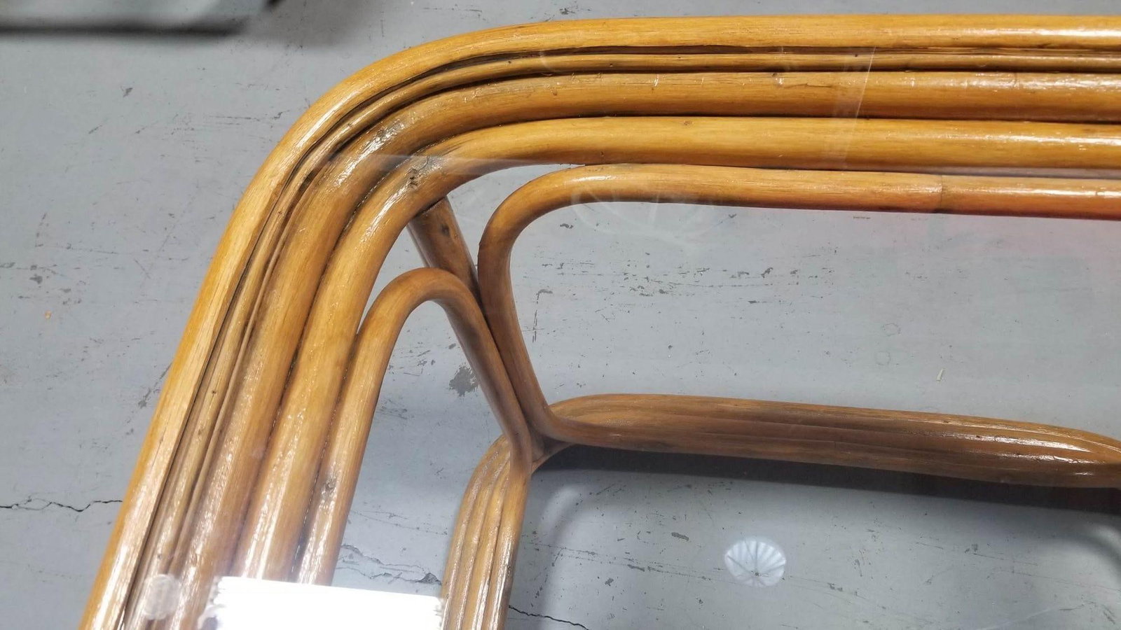 Restored Pair of 4-Strand Rattan Cubist Legs Coffee Table with Glass Tops - 3